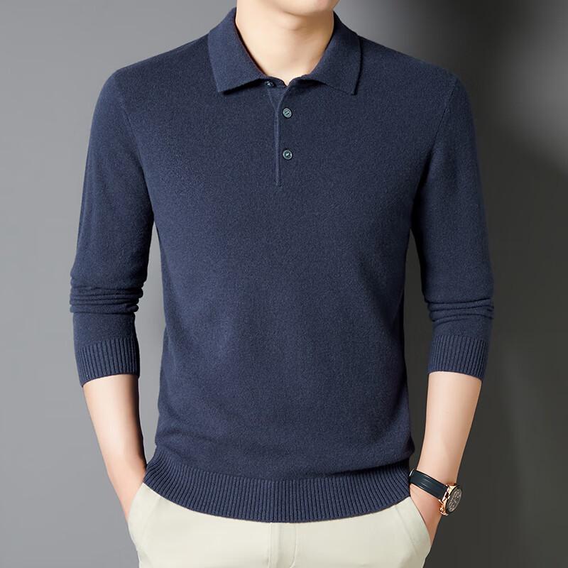 YTMTST6464 Men's Cashmere Blend Lapel Pullover Sweater