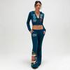 Y2K Graffiti Print Schlaghosen Trainingsanzug Lässiges Set für Teenager