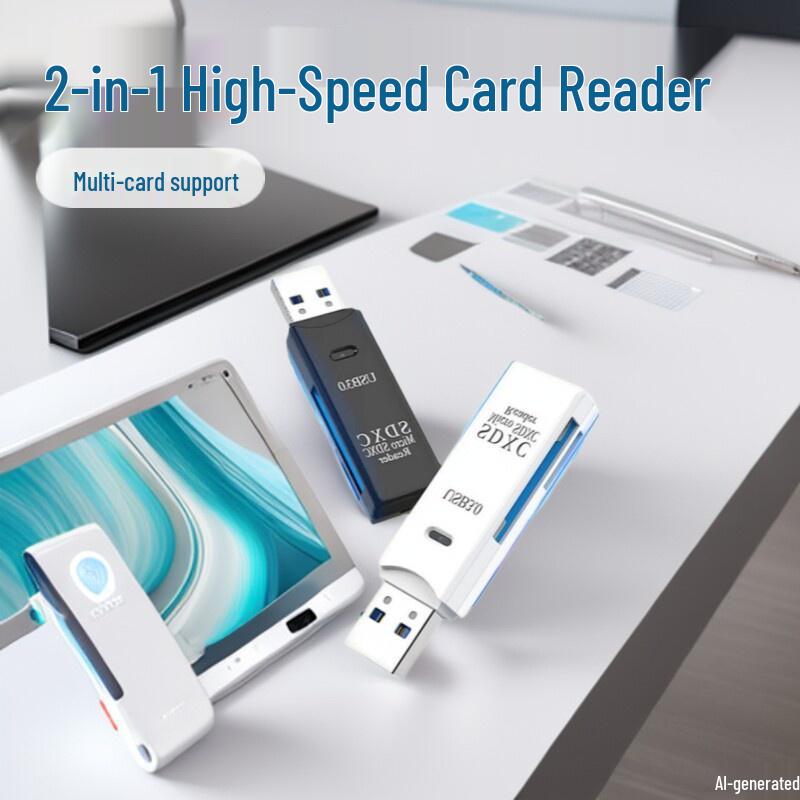 3.0 High-Speed 2-in-1 Card Reader for TF/SD Cards - Compatible with Cameras, Computers, Cars, and Laptops