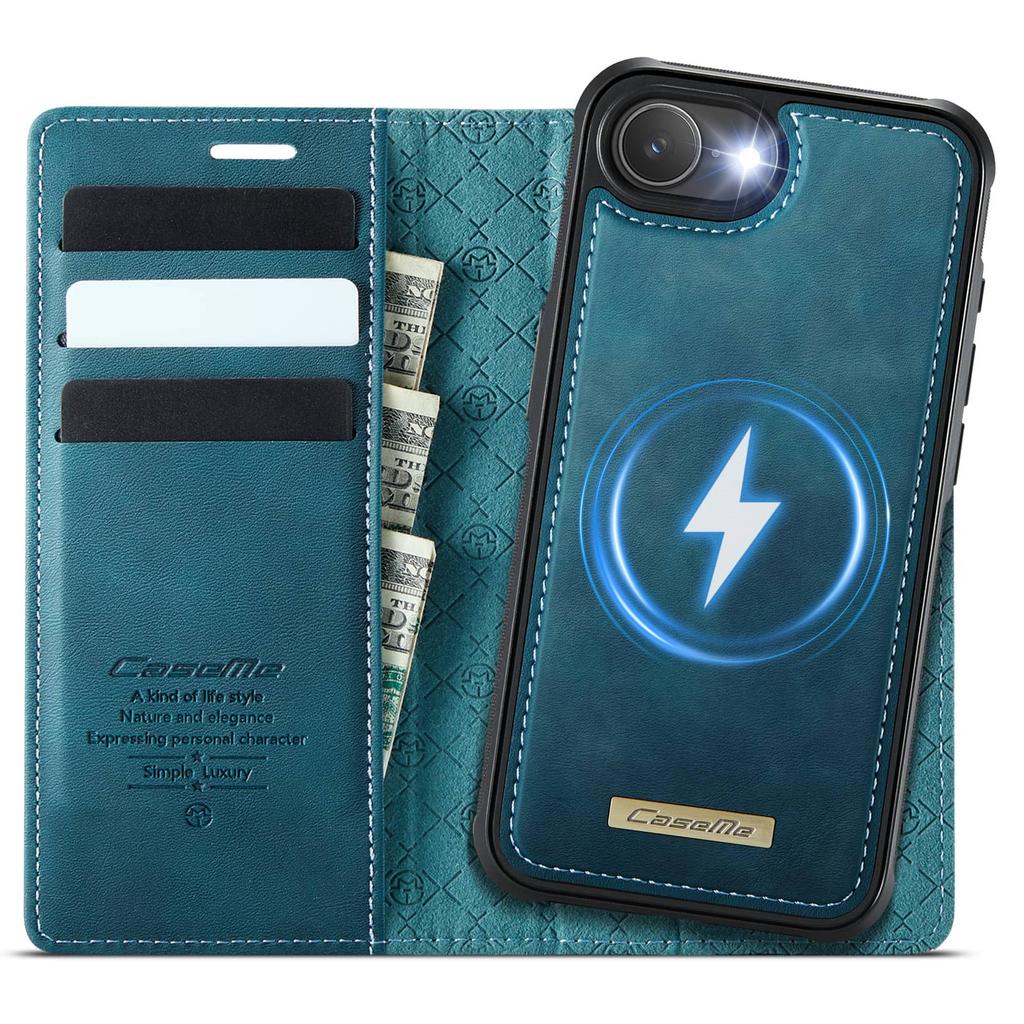 For iPhone 17e Magnetic 2-in-1 Detachable Wallet Case MagSafe Compatible RFID Blocking Card Holder Kickstand Shockproof Cover