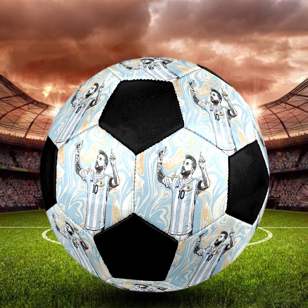 Pallone da Calcio Messi Colorato Per Tutte le Età Cucito a Macchina PVC Pronto per la Competizione Resistente Alto Rimbalzo.TAGLIA5