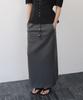 After Glow Wood Detail Drawstring Maxi Skirt_Charcoal