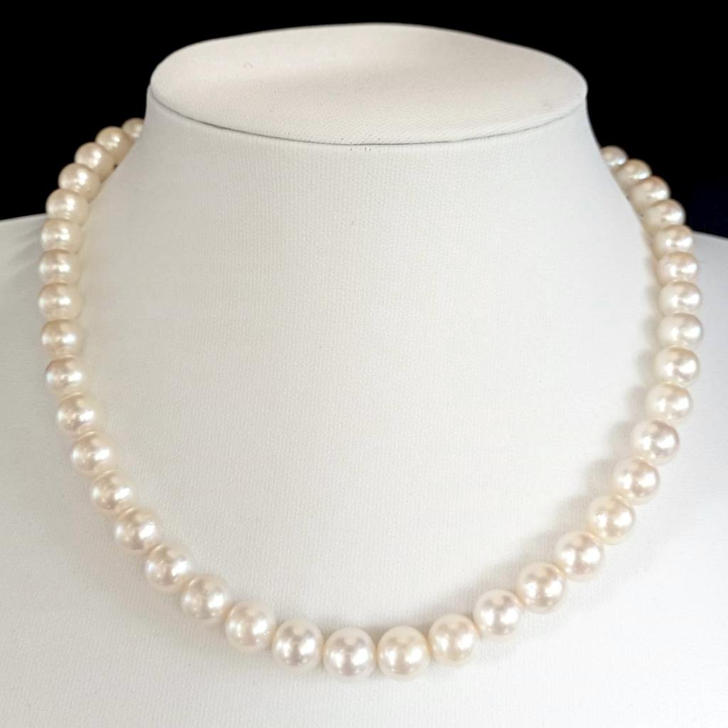 JEWELRY MAKI Akoya Pearl Large Shiny Necklace Jewelry Shiny Pink White Approx.43cm 8.0mm–8.5mm 43g Silver Findings