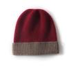 Women's Color Block Cashmere Knit Hat - Warm, Thick, Ear Protection for Outdoors
