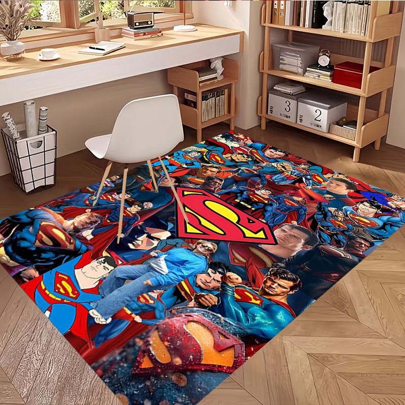 Superman Print Rug, Washable Floor Carpet, For Entryway Dorm Laundry Room Office Study, Home Decor Birthday Christmas Gift