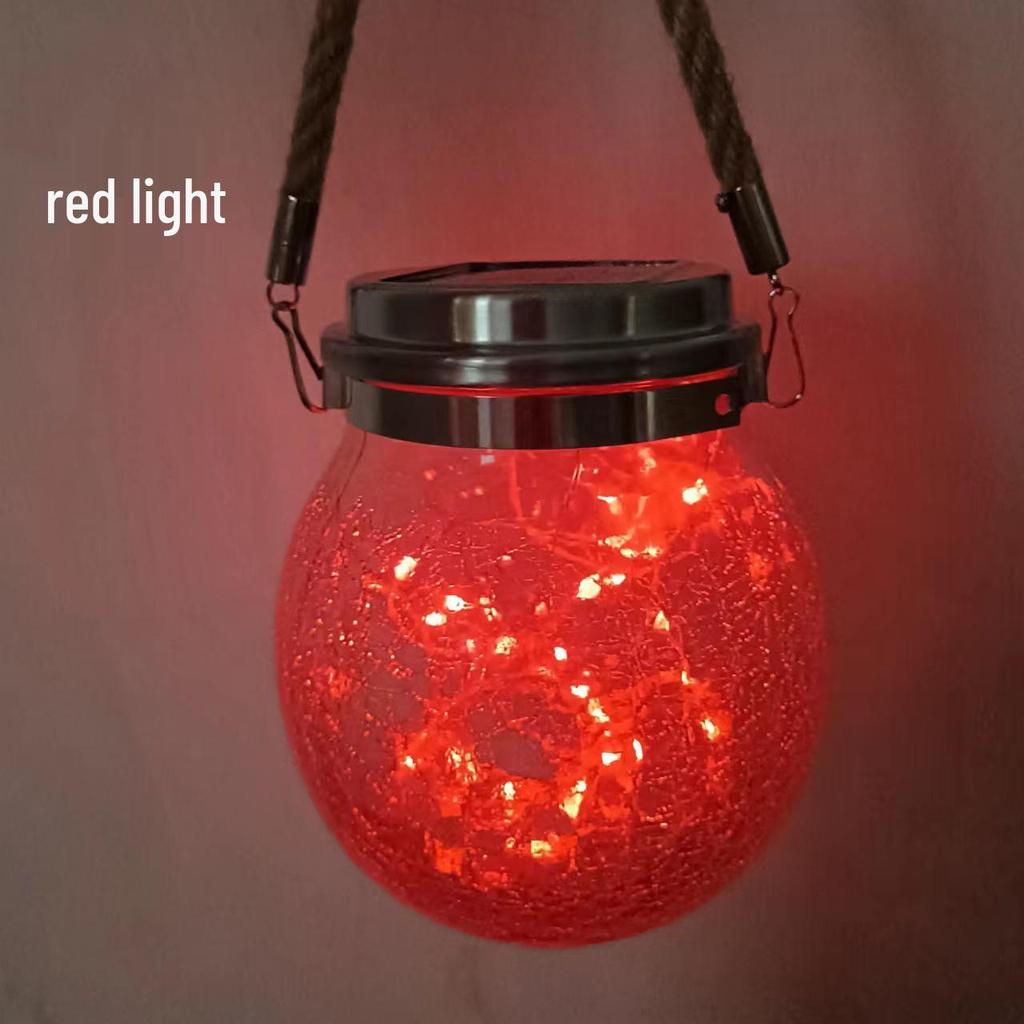 Solar-Powered Glass Crackle Hanging Garden Light – Creative Christmas Mason Jar Decoration