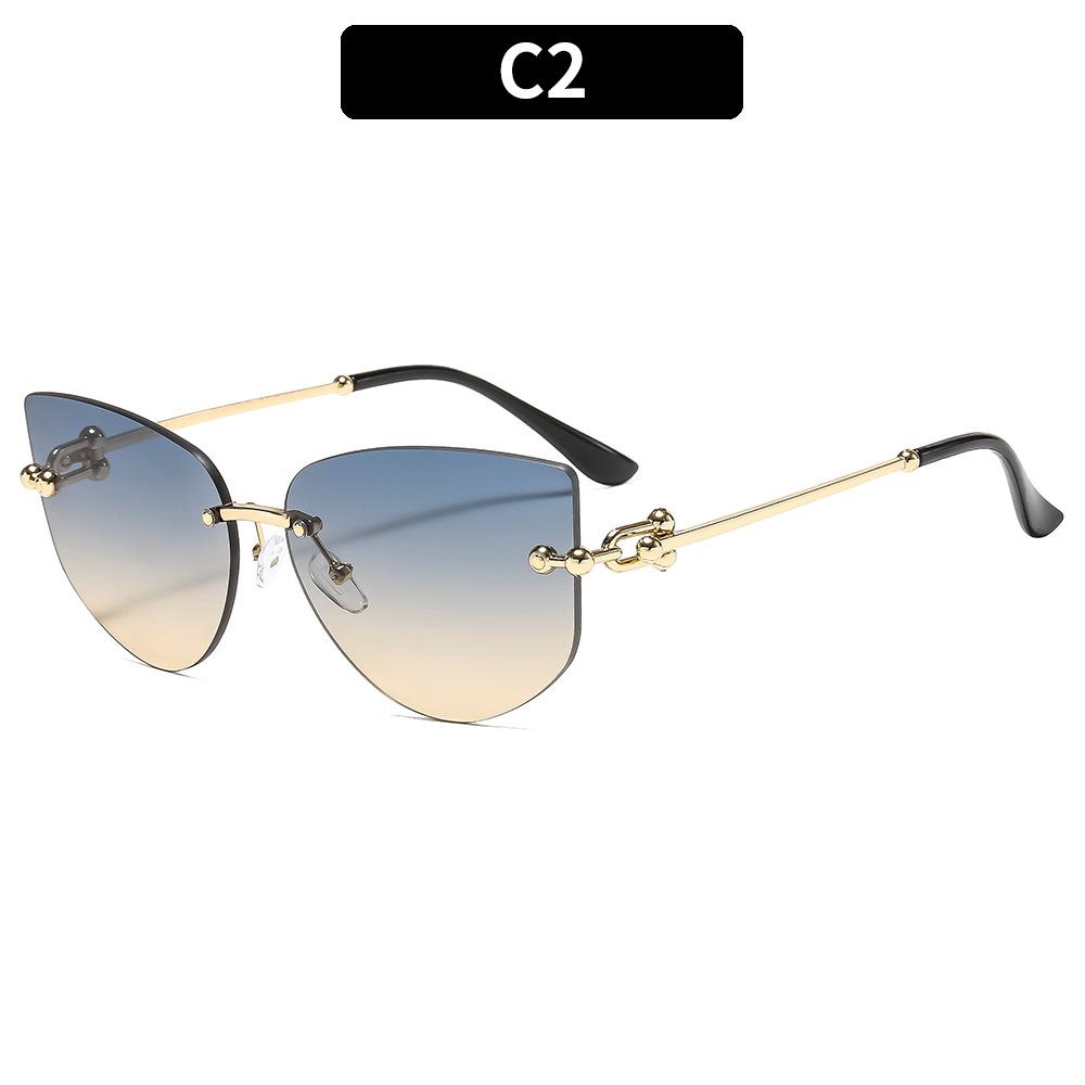 Women's sunglasses, men's and women's fashion polygonal frameless sunglasses