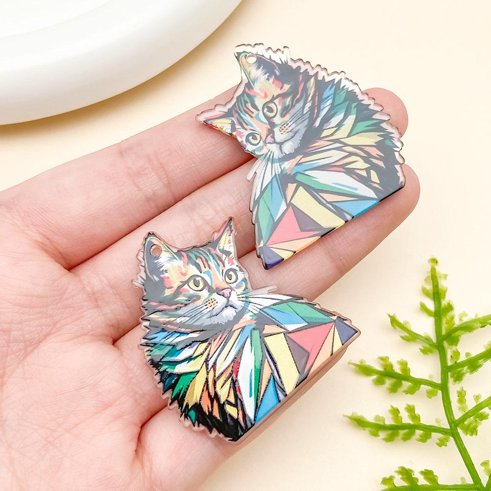 Cartoon Animal Mosaic Acrylic Jigsaw Pendant for DIY Jewelry