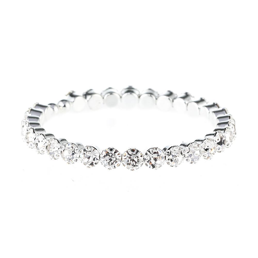 Rhinestone Elastic Arm Bracelet for Bride's Hand - Multi-Row Performance Jewelry B330