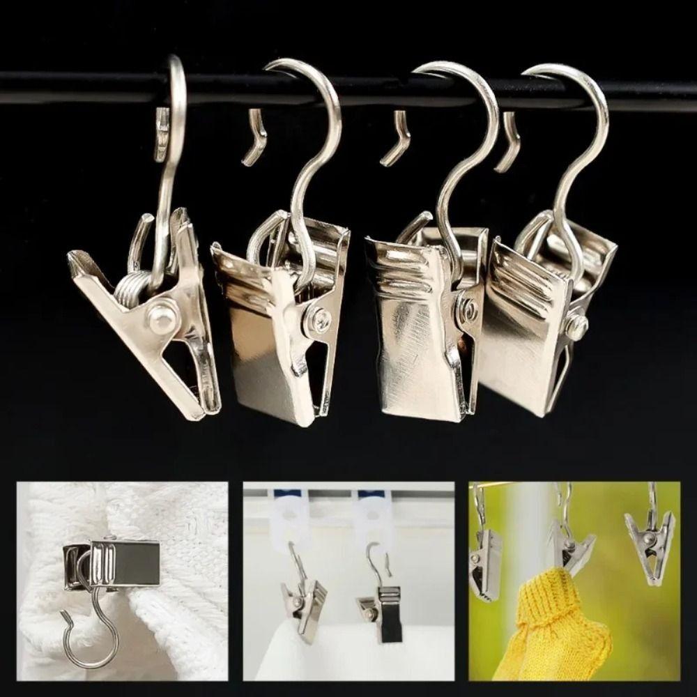 100Pcs Hanging Window Curtain Clips Stainless Steel Drapes Clamp Drapery Holdbacks  for Tapestry