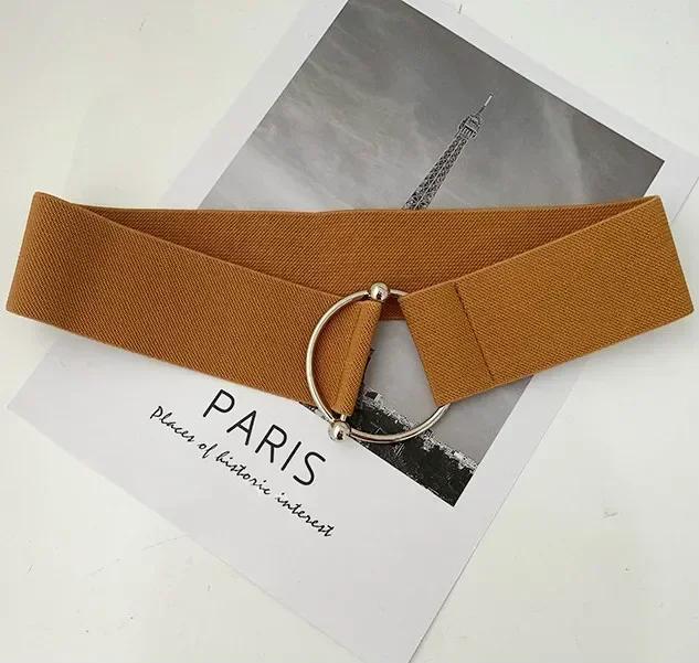 Moda Damska Prosty Jednolity Kolor Pasek do Talii Sweter Kamizelka Uszczelniona Elastyczna Szeroka Okrągła Klamra Dekoracja Akcesoria do Sukienki