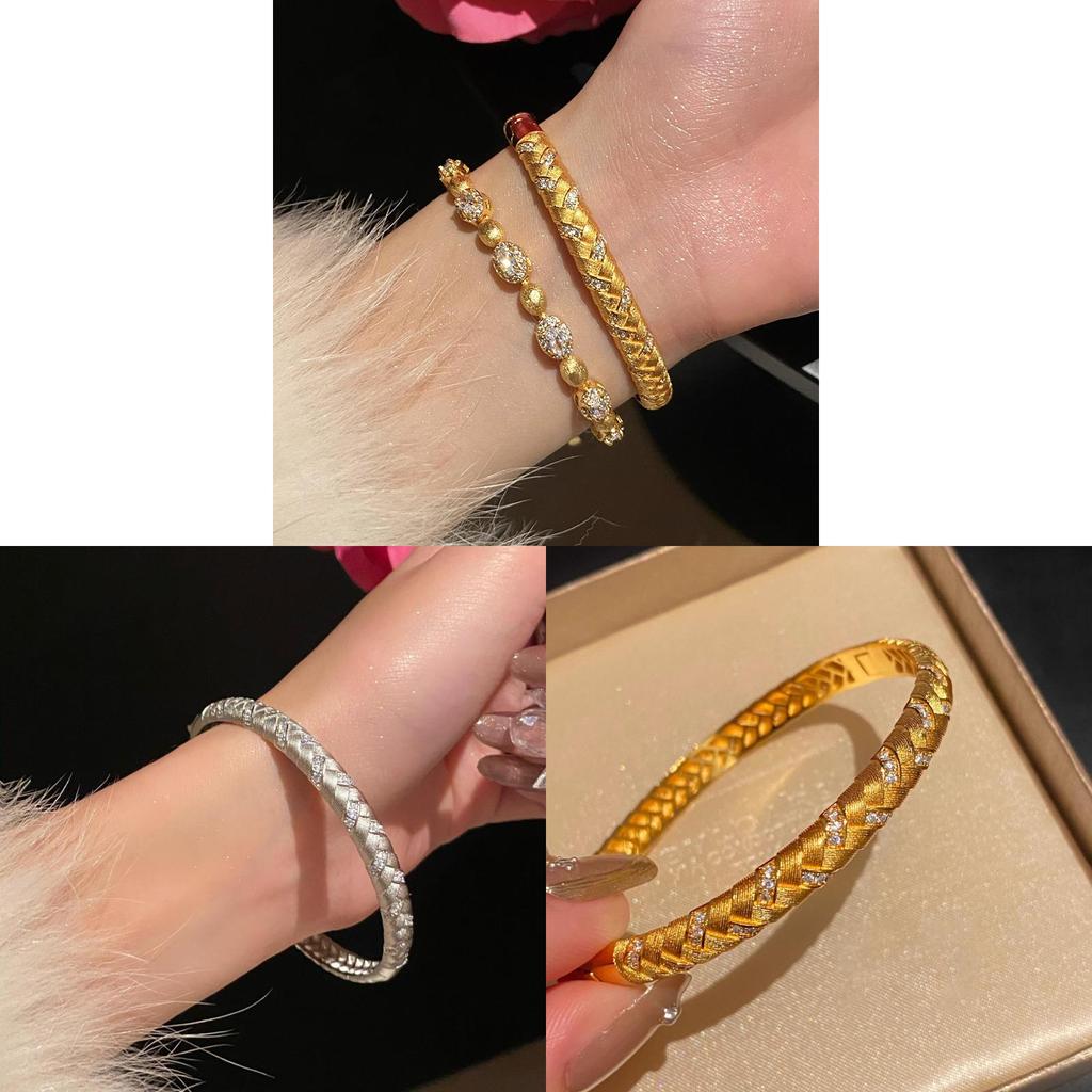 Gold And Silver Copper Jewelry Wheat Pattern Cuff For Fashion Casual Wear