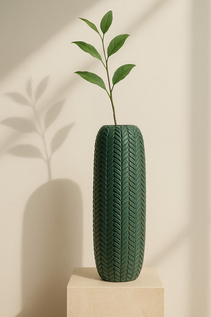 Vase Resina Leaf Cm Ø 20X67