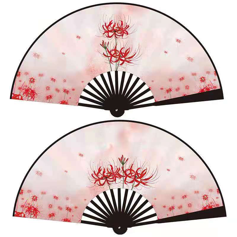 Large Men Silk Fan Hanfu Decoration Classical Portable Bamboo Gift Hand Fan Abanicos Para Boda 33cm Summer Fans Ventilateur