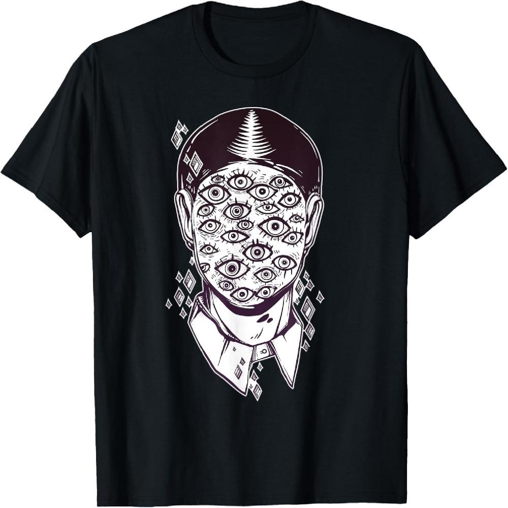 

Dali Surreal Tshirt - Noir Retro Eyes on Face Tattoo Art Tee T-Shirt XXXXXL чорний