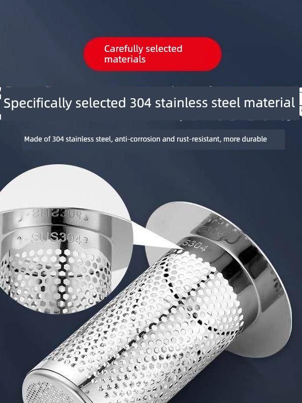 304 Stainless Steel Floor Drain Deodorizer, Sewer Filter Net, Anti-Clogging Device, Efficient Drainage, Universal for Sinks