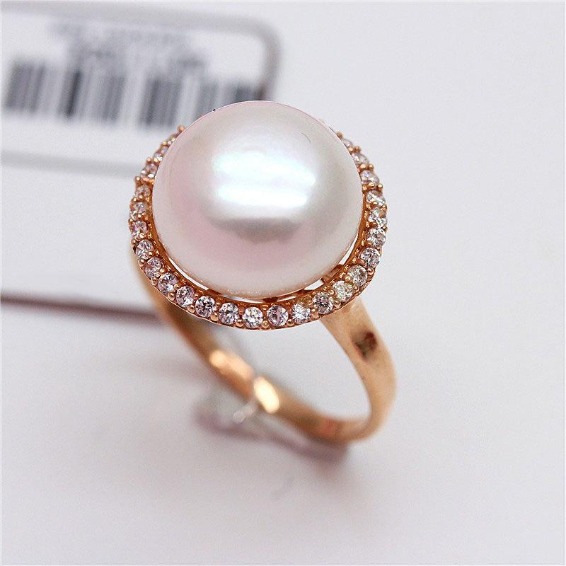 585 Russian Purple Gold Inlaid Pearl Live Ring Temperament Luxury Rose Gold Plated Color Gold Ring