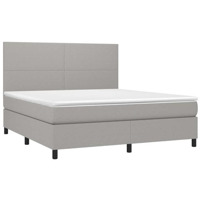 Sommier à lattes avec matelas - 160x200 cm - Gris clair - LED colorée - 2 places