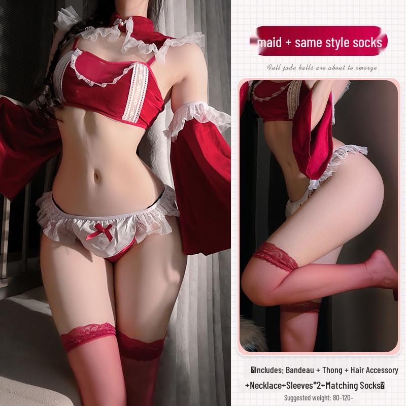 “Pure & Sexy Christmas Bunny Temptation Lingerie Set: Quick-Release Battle Robe”