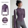 New velvet yoga clothes jacket women's spring elastic breathable long-sleeved sports fitness clothes slim yoga top