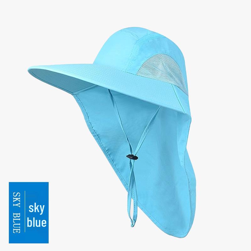 Versatile Summer Sun Hat with Large Brim and Shawl for Fishing, Mountaineering, and Sun Protection