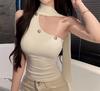 Women's Knitted Halter Tank Top Summer Slim-Fit Layering Top with Stylish Design Short-Sleeve Outerwear