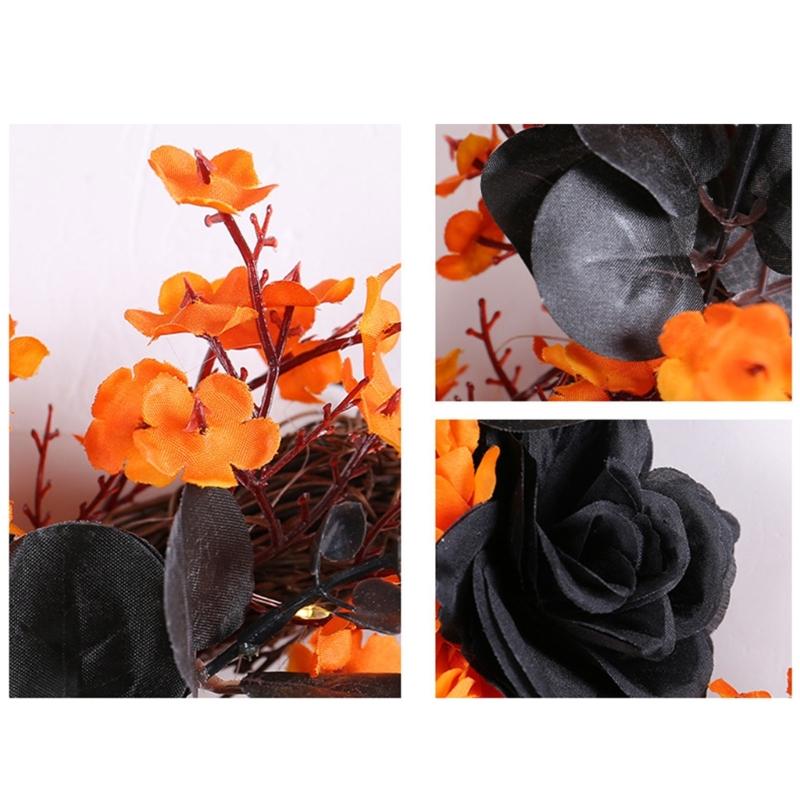 Halloween Moon Cat Wreath Simulation Hanging Pendant Autumn Rustic Crafts Spooky Halloween Decorations for Home Party