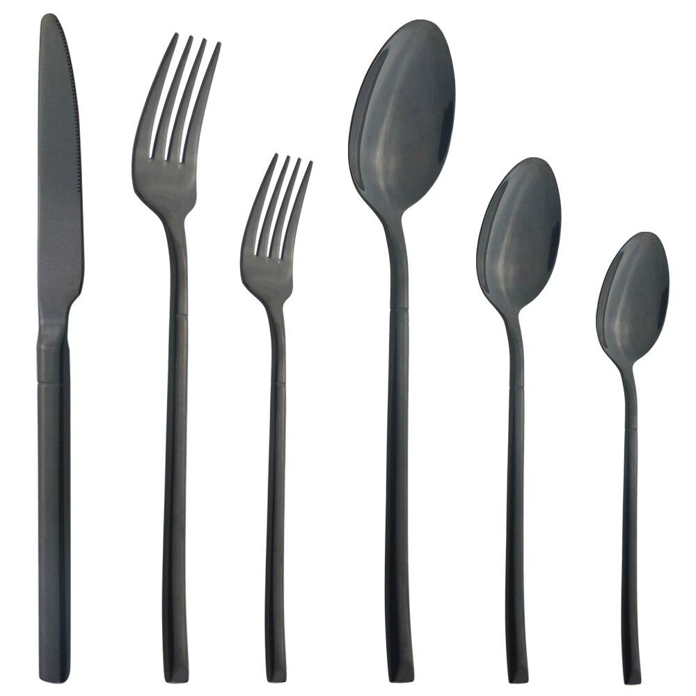 6Pcs Gold Cutlery Set Stainless Steel Dinnerware Set Knife Dessert Fork Coffee Spoon Tableware Family Kitchen Flatware Silverware