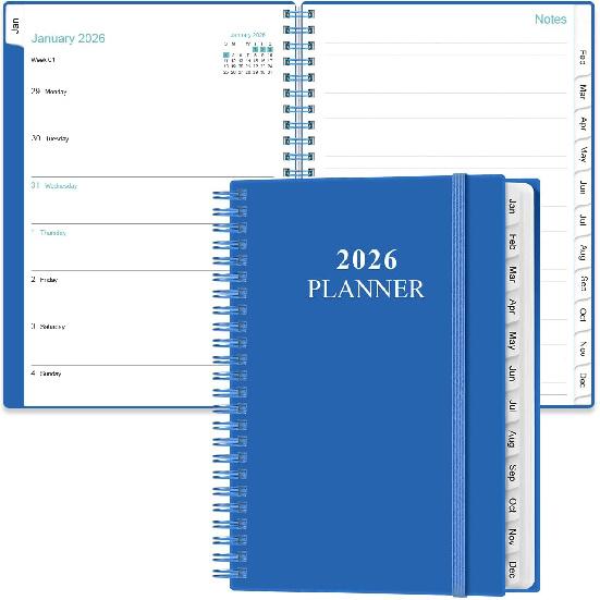 2026 Planner - Weekly & Monthly Planner from January 2026 - December 2026, Planner 2026 with Flexible Cover, Tabs, Inner Pocket, 6.4" x 8.5", Black