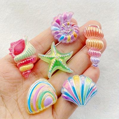 Ocean Theme ResinGlittering Starfish Shell Decorations for DIY Crafts Beach Nautical Scrapbooking Embellishments