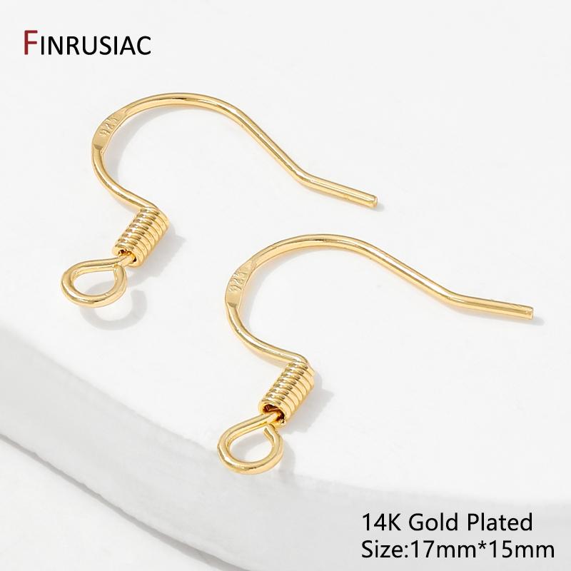 

14K Gold Plated Brass Earring Hook Clasps Pendant Charms Ear Wire Fitting For DIY Jewellery Making Accessories 10 pieces