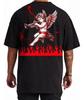 Unisexs Cherub With Trumpet And Red Flames Graphic Vintage Washed Tshirt Oversized Cotton Streetwear Tee