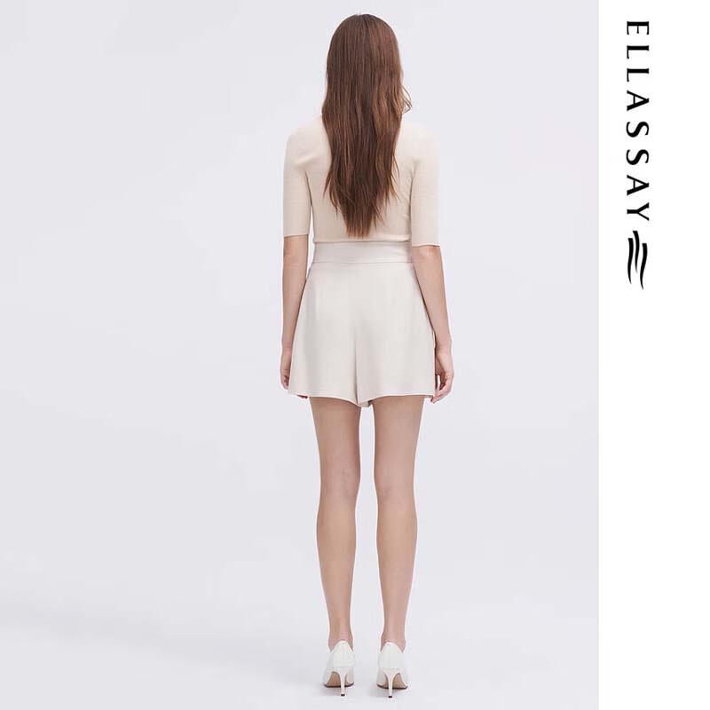 ELLASSAY Women's Mulberry Silk V-neck Short Sleeve Knit Top