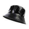 Cappello a Secchiello Hip-Hop Lucido alla Moda per Donne Uomini in Pelle PU Impermeabile Cappello Panama Estivo Cappello da Pescatore Bob Cappello Parasole Cappello da Pesca