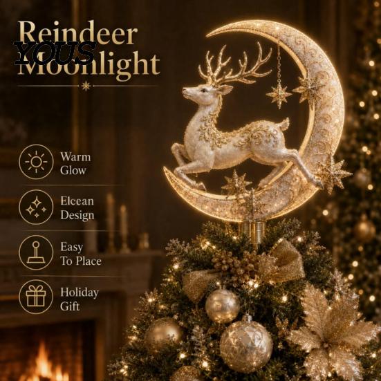 Rustic Holiday Tree Decor Lighted Memorial Christmas Topper, Angel Red Bird Reindeer Designs Treetop Ornament Party Ornaments with Warm Glow