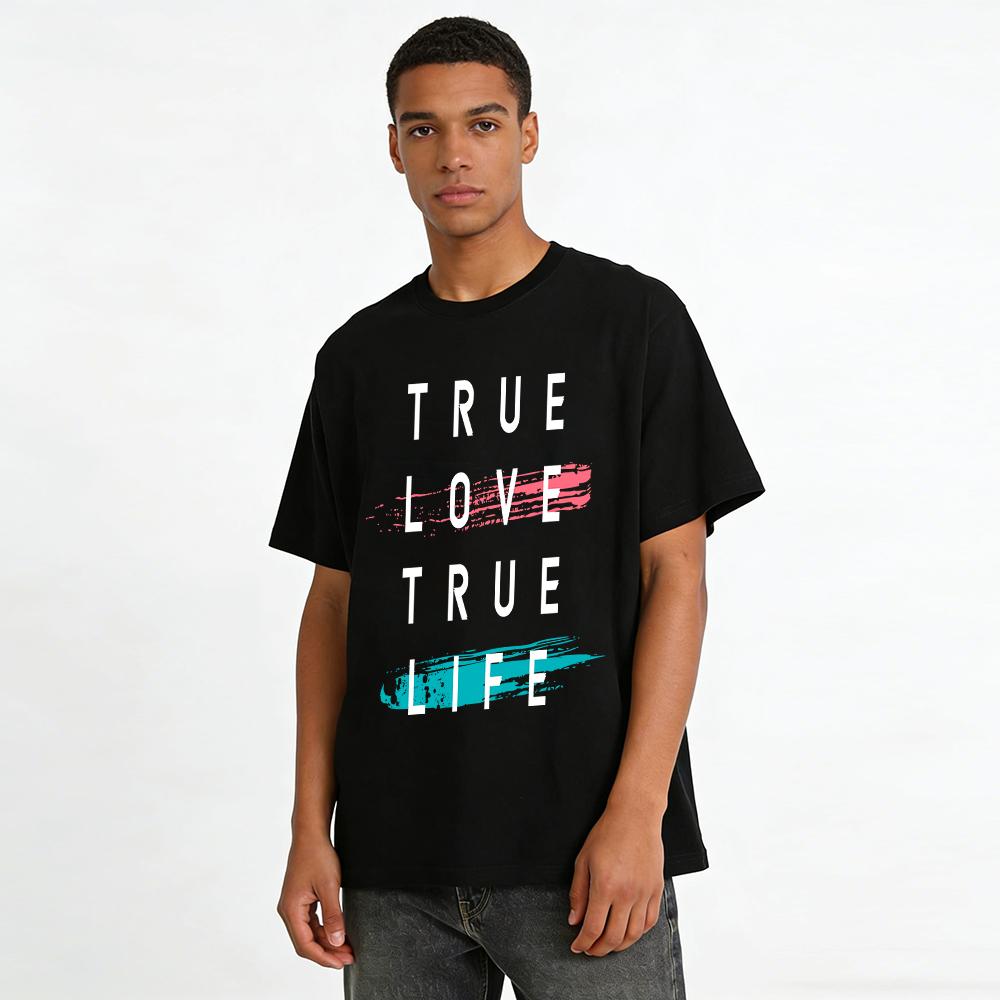 Brush Stroke Print Color Block Casual Short Sleeve T-Shirt Pure Cotton T-shirt