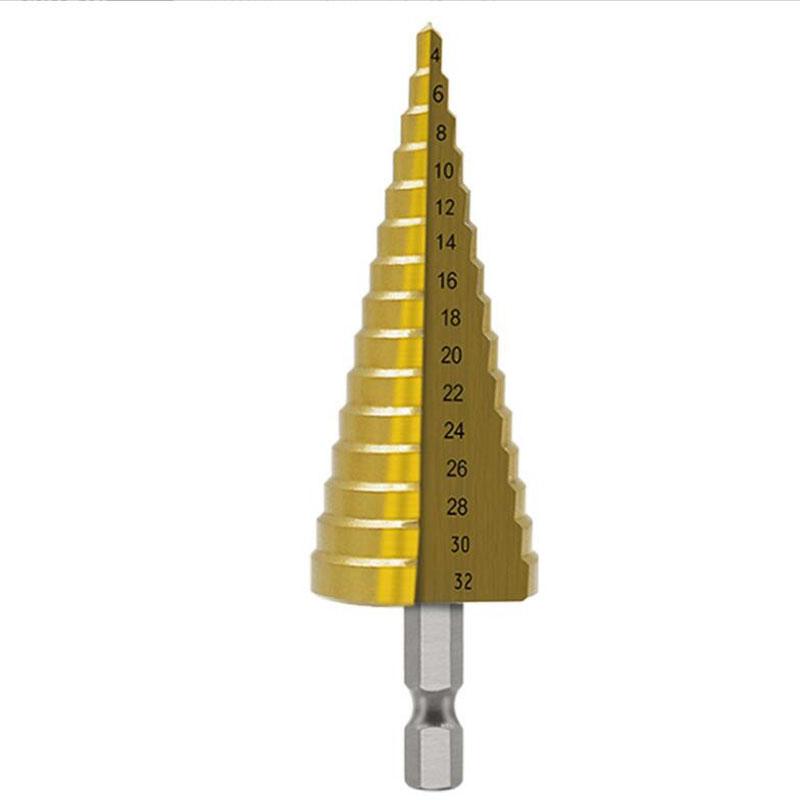 4-32mm/4-12mm/4-20mm Hss Step Drill Bit, Straight Groove Drill Titanium Coated Metal Driller, Drilling Tools Set