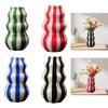 Painted Striped Ceramic Vase Birthday Gift Table Centerpiece Flower Arrangement for Table Entryway Living Room Shelf Office