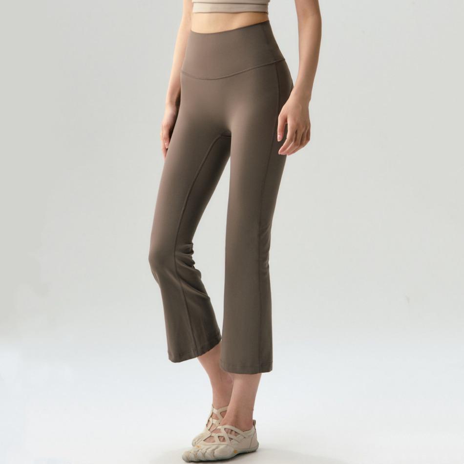 Petite High-Waisted Butt-Lifting Micro-Flare Yoga Pants for Women, Summer Cropped Fitness Flare Casual Pants S
