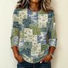 Camiseta Informal para Mujer con Cuello Redondo, Manga Tres Cuartos, Estampado Floral, para Uso Diario, Tejido Ligero y Suave, Diseño de Corte Holgado