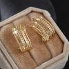 Vintage Exquisite Stylish Bright Zircon Gold Color Earrings for Women Simple Elegant Daily Wear Party Jewelry Gift Accessories