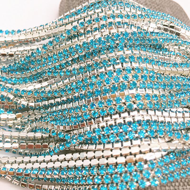 Wholesale 1-Row 1 yard SS6 Cystal Rhinestone Trim Close Cup Chain Claw DIY Jewelry Making