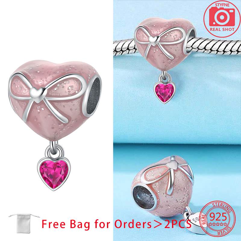 Forever Love Heart Pendant Beads Fit Original Charms Copper Bracelets Beads For Women Diy Jewelry Making Gift