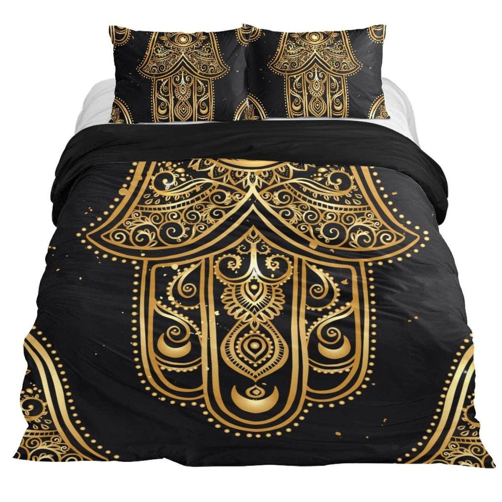 Indian Hand Hamsa Duvet Cover Polyester Galaxy Bedding Set Boho Chic Style Comforter Cover For Teen Adult Double Queen King Size