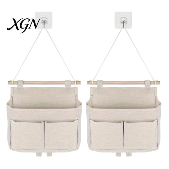 Waterproof Wall Mounted Storage Hanging Bag with 3 Pockets, Cotton And Linen Closet Pouch, Over The Door Organizer for Bedroom Bathroom Daily