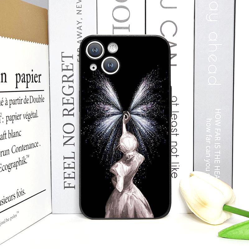 Creative Black Stardust Girl Pattern Phone Case for IPhone 17 16 12 11 14 Plus 13 14 15 Pro Max 12 13 Mini X XSMAX XR Soft Cover
