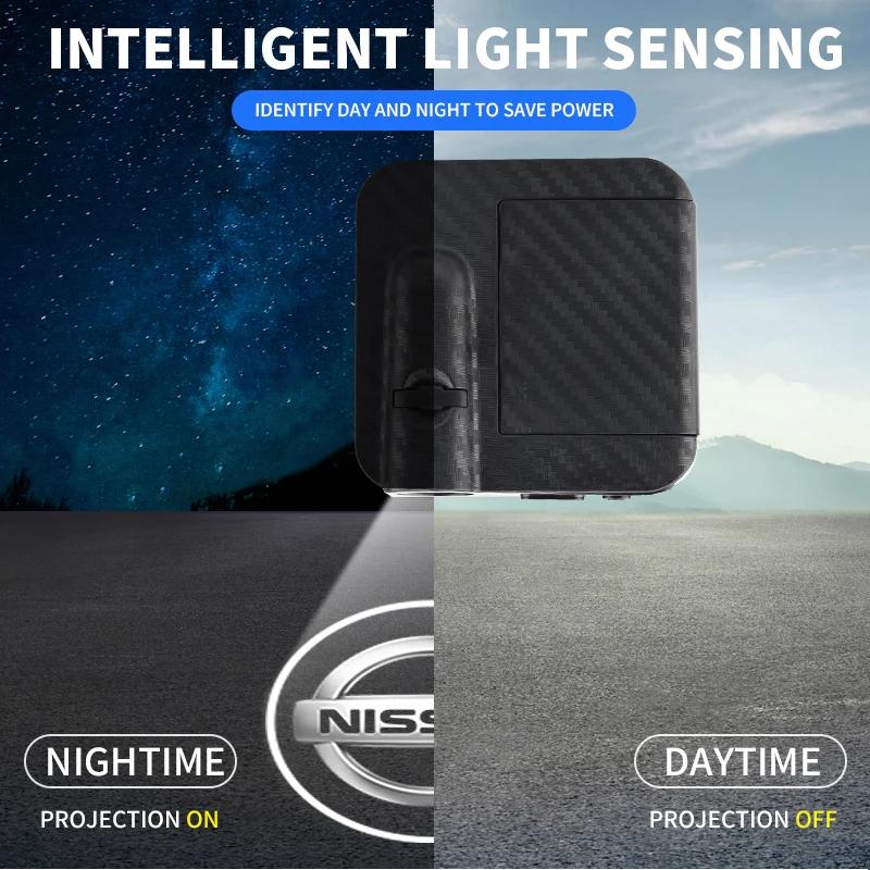 Emblème de Voiture Lampe d'Accueil Sans Fil Lumière de Bienvenue Porte Auto Projecteur LED Pour Nissan J10 J11 Trail Tiida Juke Teana Pulsar Altima