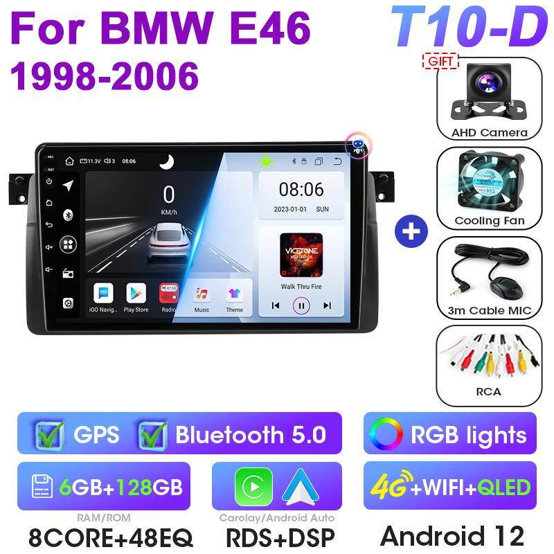 Android 12 Car Radio For BMW E46 M3 X5 1998-2006 2 Din GPS Navigation 4G Carplay Auto Stereo Intelligent Systems Smart Autoradio