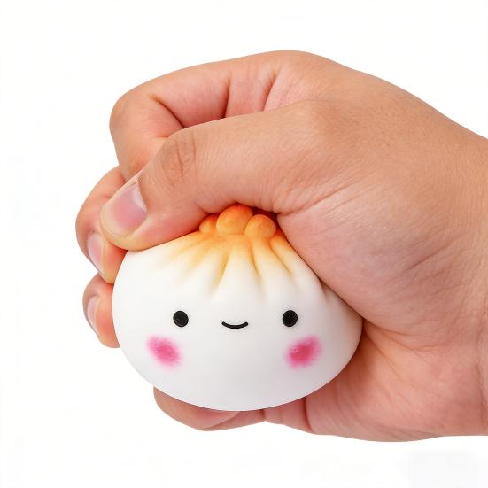 Cartoon Steamed Bun Fidget Toy Stress Relieving Stuffed Bun Squeeze Toy Simulated Dumpling Dough Ball Office Desk Toy