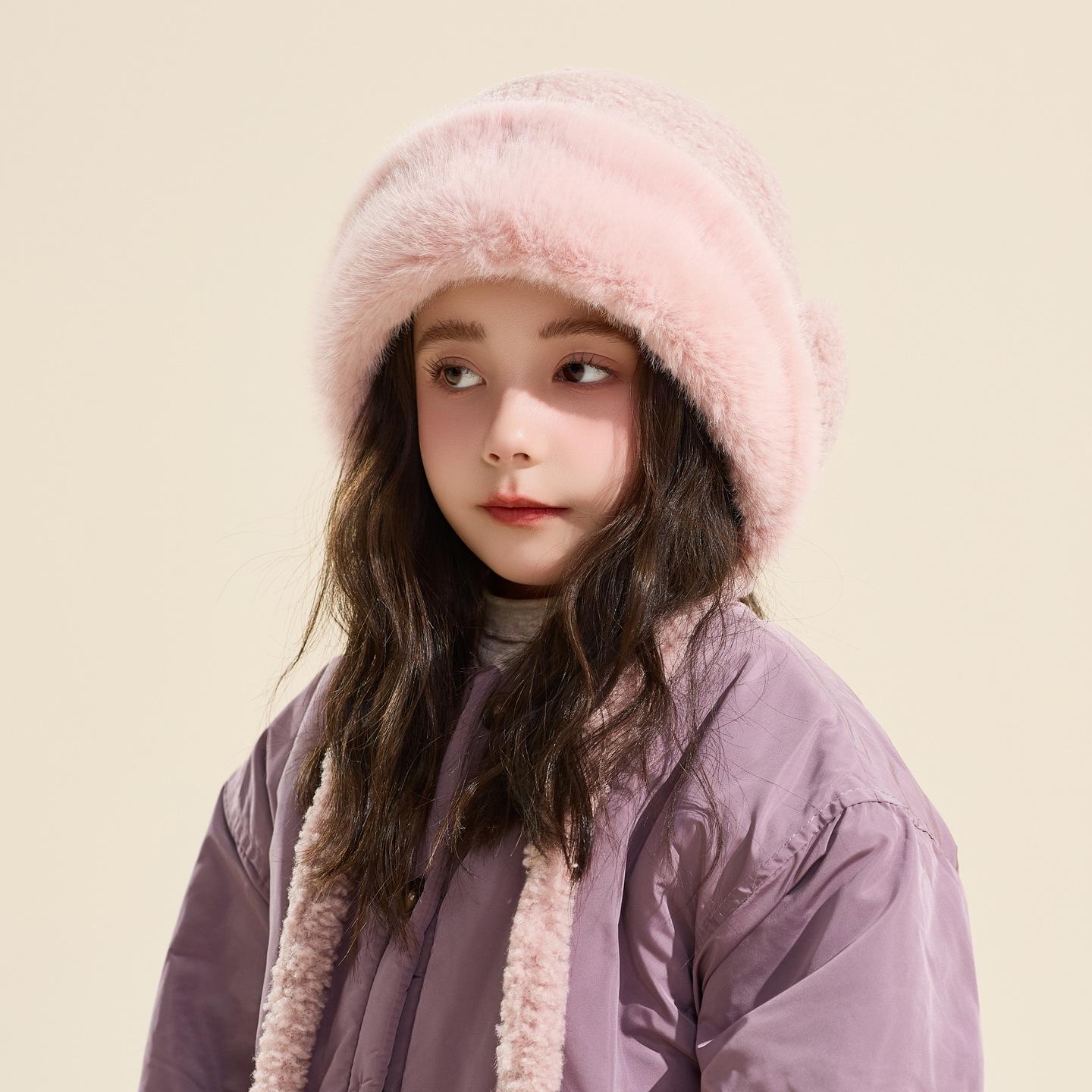 

Kids Lei Feng Winter Hat: Windproof, Cold-Proof, Ear Protection, Thickened Warm Pullover for Boys & Girls One Size розовый